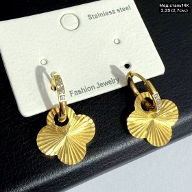 Сережки мед.сталь14К 10684 (2,7см.)